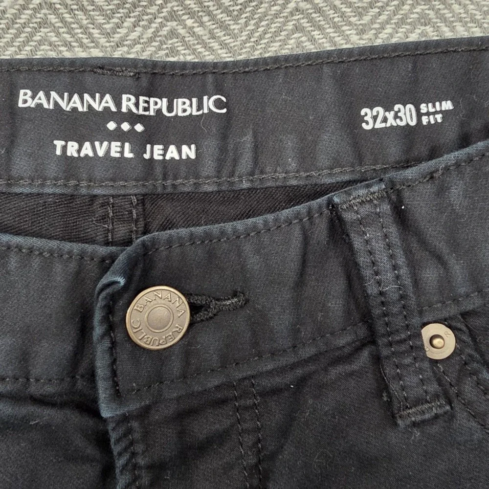 Banana Republic Travel Jean Mens 32x30 Slim Fit‎ Black Washwell Denim Pants